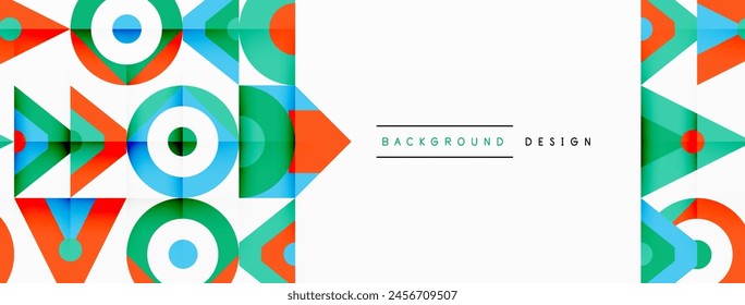 A vibrant geometric pattern featuring rectangles, triangles, circles, and arrows in electric blue on a white background. Perfect for a logo or brand graphics art