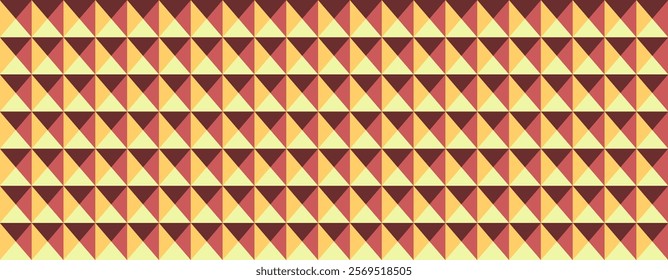 Vibrant geometric pattern featuring a seamless array of triangles in warm, earthy tones. Ideal for backgrounds, textile designs, and website assets.