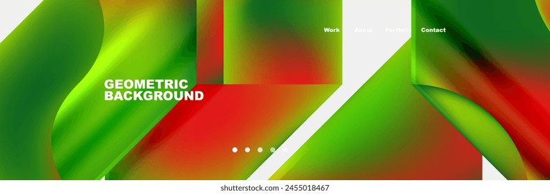 A vibrant geometric pattern in green, red, and yellow with arrows and circles. The colors are enhanced with tints and shades, creating a visually dynamic composition