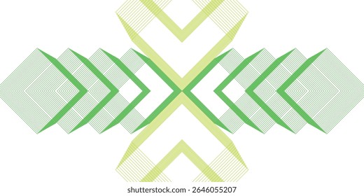 Vibrant Geometric Pattern in Green and Yellow Tones with Layered Lines, Bold Symmetry, and a Modern Design Aesthetic Ideal For Digital Backgrounds