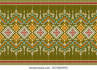 Vibrant geometric pattern inspired by traditional textiles. Rich colors and intricate details. Perfect for fashion, home decor, and digital prints.