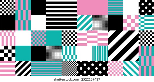 Lebendige geometrische Muster Mosaik mit Retro Pop Ästhetik