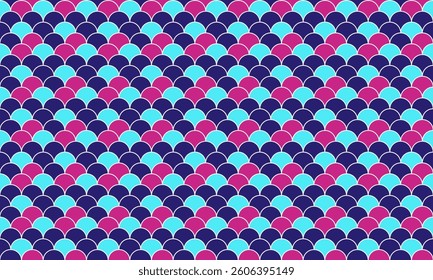 Vibrant geometric pattern of overlapping semicircles in pink, blue, and purple.  Ideal for textile design, website backgrounds, or playful branding.