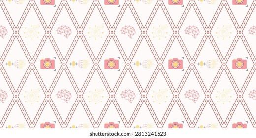 vibrant geometric pattern with pastel colors featuring diamonds circles and squares ideal for creative design projects and decorative backgrounds