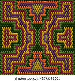 Vibrant Geometric Pattern with South American and Arabic Motifs