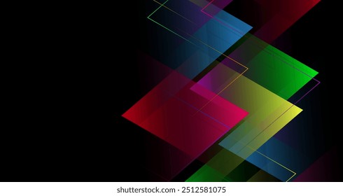 Vibrant Geometric Patterns with Colorful Triangles on Dark Background