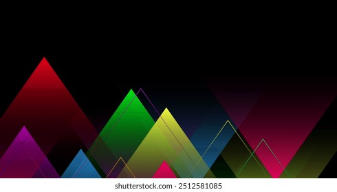 Vibrant Geometric Patterns with Colorful Triangles on Dark Background