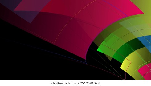 Vibrant Geometric Patterns with Colorful Triangles on Dark Background