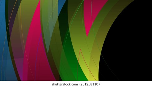 Vibrant Geometric Patterns with Colorful Triangles on Dark Background