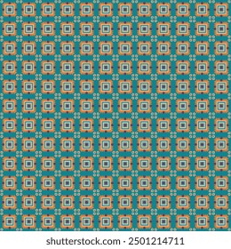Vibrant Geometric Seamless Pattern built from multiple shapes including square, circles and triangle for gift wrap, textile, books, cards, papers, craft supplies