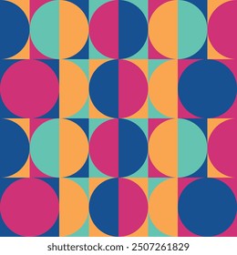 Vibrant Geometric Seamless Pattern from  Circle and Rectangular with multiple colors 