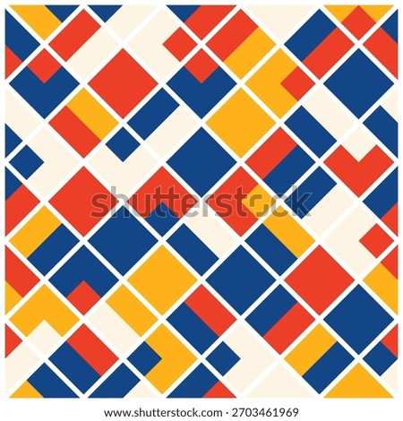 Vibrant geometric seamless pattern. Modern abstract background with colorful mosaic squares