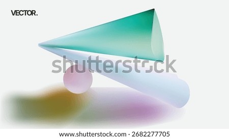 Vibrant Geometric Shapes Featuring Soft Gradients and Beautiful Shadows for Artistry