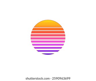 A vibrant geometric sun design reflecting the retro style of the eighties and nineties.