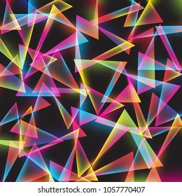 Vibrant geometric triangle full colors neon lights background,Vector,Illustration.