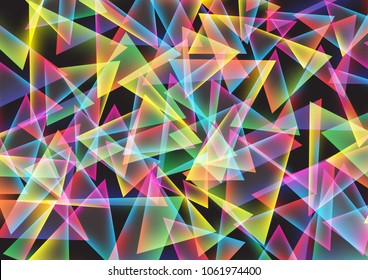 Vibrant geometric triangle full colors neon lights background,Vector,Illustration.