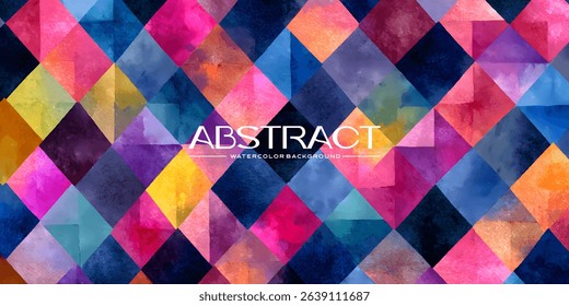 Vibrant, geometric watercolor pattern of rhombus shapes.