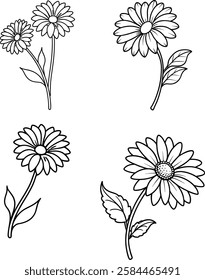 Vibrant Gerbera Line Art Vector - A Beautiful and Minimalist Floral Design for Creative Artwork
