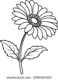 Vibrant Gerbera Line Art Vector - A Beautiful and Minimalist Floral Design for Creative Artwork