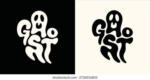 A vibrant ghost character in a playful typography design, perfect for Halloween or spooky-themed projects, conveying a fun and modern vibe.