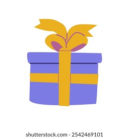 Vibrant gift box with yellow ribbon: celebratory and festive present illustration.