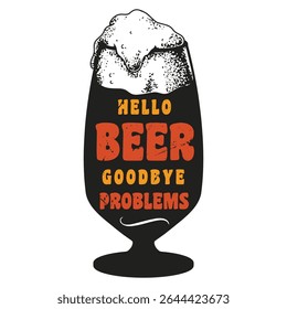 Um vibrante copo de cerveja com espuma espumosa é destaque mostrando a frase que incentiva a positividade. Esta bebida simboliza o relaxamento e prazer perfeito para reuniões.