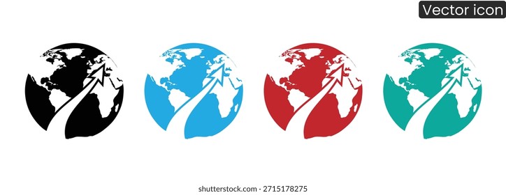 Iconos vibrantes del mundo que simbolizan las conexiones globales y el crecimiento empresarial