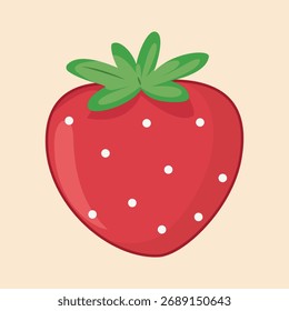 Icono de Kawaii de fruta de fresa roja brillante vibrante
