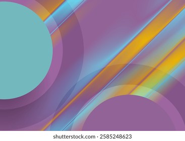 Vibrant glossy stripes and circles abstract tech geometric background. Vector minimal design