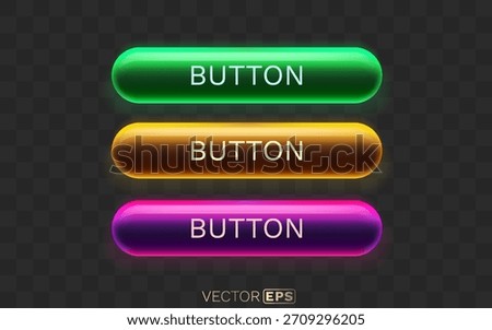 Vibrant glossy web buttons with a modern neon effect. Perfect for user interface design and interactive elements. Vector illustration
