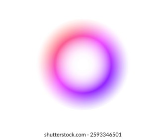 A vibrant, glowing circle featuring a gradient of red, pink, and blue hues creating a soft halo effect.