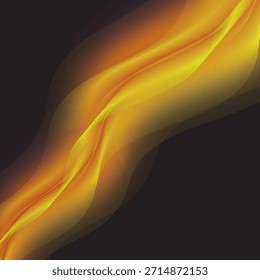 lebendige leuchtende Wellenformen in Gelbtönen auf schwarzem Hintergrund, perfekt für digitale, technische oder künstlerische Designs.