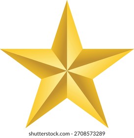 Uma estrela vibrante dourada de cinco pontas com um sutil gradiente metálico. Perfeito para classificações, prêmios, reconhecimento e decoração.