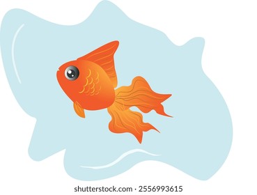Vibrant Goldfish Vector Illustration on white background,goldfish in the water