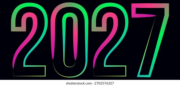 Vibrant Gradient 2027 Year on Black Background New Year Concept