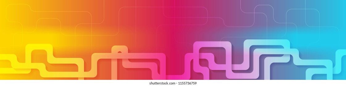 Vibrant gradient abstract geometric technology banner. Vector background