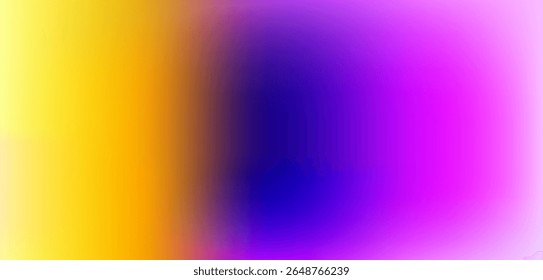 Vibrant gradient background blending warm yellow, orange, purple, and deep blue tones. Eye-catching abstract design ideal for digital posters, banners, modern websites, or app visuals. vector EPS10.