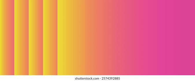 Vibrant gradient background with pink and yellow colors. The background features smooth transitions and vertical stripes in pink and yellow. Minimal abstract gradient graphic vector background 