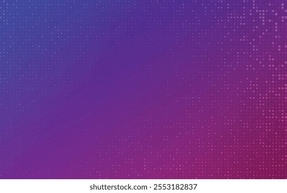 A vibrant gradient background with a pixelated, digital pattern in shades of purple and pink.