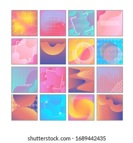 Vibrant gradient background. Social Network Mockup. Mobile App memphis style. Design blog template. Creative design concept for blogger, poster, banner, layout, gift card, invitation, leaflet, web