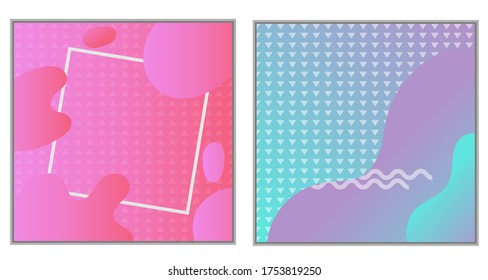 Vibrant gradient background. Social Network Mockup. Mobile App memphis style. Design blog template. Creative design concept for blogger, poster, banner, layout, gift card, invitation, leaflet, web
