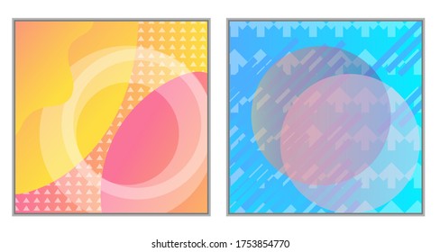 Vibrant gradient background. Social Network Mockup. Mobile App memphis style. Design blog template. Creative design concept for blogger, poster, banner, layout, gift card, invitation, leaflet, web