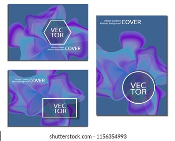 Vibrant gradient background templates. Flyer, brochure, report cover, advert booklet, presentation, banner, magazine page in gradient blue and teal. Minimal business cover design vector set.