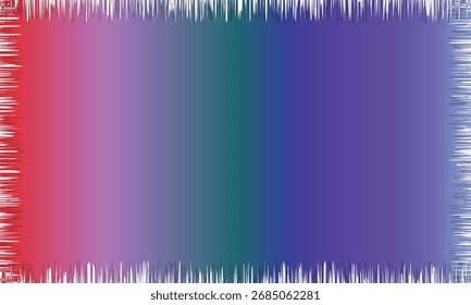 A vibrant gradient background transitioning from red to purple and blue, featuring a jagged, distressed white border.
