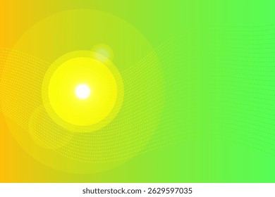 A vibrant gradient background transitioning from yellow to green, featuring a glowing sun-like circle and subtle dotted patterns. Ideal for summer or nature-themed designs.