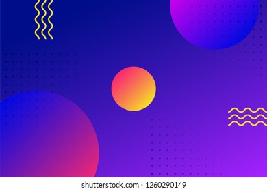 Vibrant gradient background Vector illustration Geometric composition with bright circles and yellow waves on a two-tone background Template with copy space