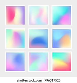 Vibrant gradient banner pack of vector hologram texture collection. Bright colorful backdrop of texture background for creative web design, graphics, presentation, prints, book cover, fashion elements