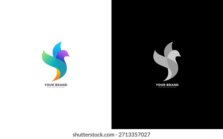Logo de pájaro degradado vibrante. Icono de pájaro volador. Diseño para marcas ecológicas, startups tecnológicas, agencias creativas e identidad corporativa