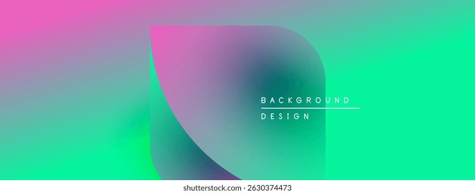 El gradiente vibrante mezcla el rosa, el púrpura y el turquesa. La forma Abstractas agrega interés visual. El texto minimalista lee el diseño de fondo. Estética moderna.