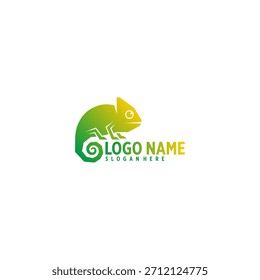 Un vibrante logotipo camaleónico degradado con líneas limpias y estilo moderno, ideal para marcas creativas, empresas tecnológicas, proyectos de vida silvestre e identidades comerciales versátiles.